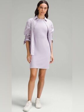 Lululemon NWT Ribbed Softstreme Slim Fit Tank Dress Lilac Ether Size 4